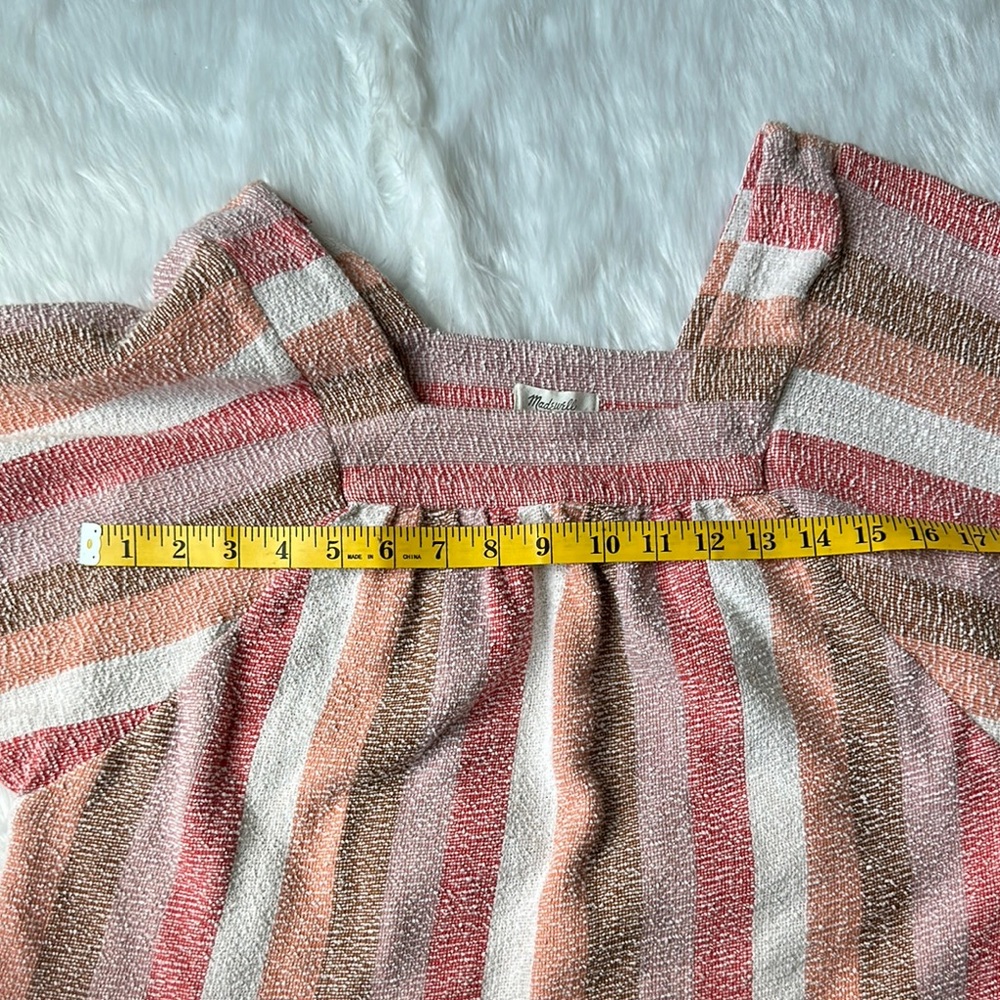 Madewell Pink and Tan Flutter Sleeve Blouse - Picture 7 of 9